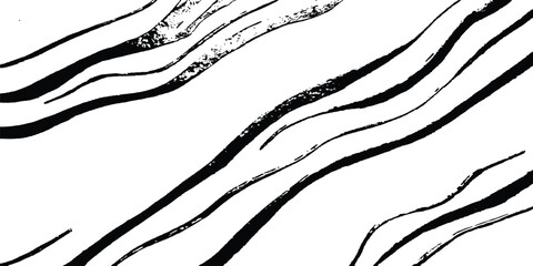 Aufkleber - Black wavy horizontal lines isolated white background. Abstract wavy lines on transparent background.  modern black wave line Vector illustration.	