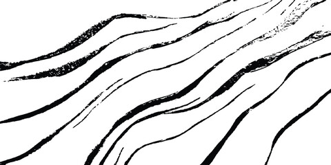 Aufkleber - Black wavy horizontal lines isolated white background. Abstract wavy lines on transparent background.  modern black wave line Vector illustration.	