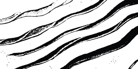 Aufkleber - Black wavy horizontal lines isolated white background. Abstract wavy lines on transparent background.  modern black wave line Vector illustration.	