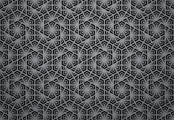 Leinwandbilder - Flower geometric pattern. Seamless vector background. Gray and black ornament. Ornament for fabric, wallpaper, packaging. Decorative print