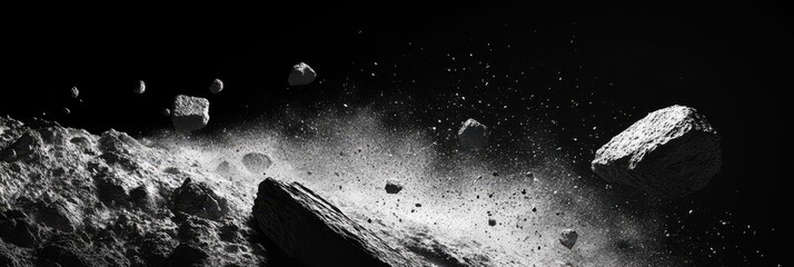 Wall Mural - stellar journey: isolated comets and meteorites against a cosmic black backdrop