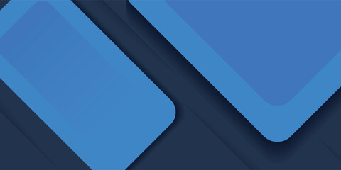 Wall Mural - abstract blue and gray triangle on dark color geometric design. modern papercut futuristic backgroun