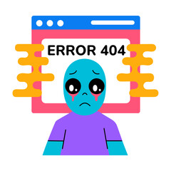 Wall Mural - a flat style illustration showing a digital 404 error