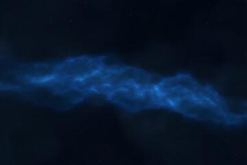blue nebula shines in a dark sky
