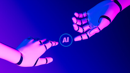 Robot hand displays AI symbol highlighting technology advancements