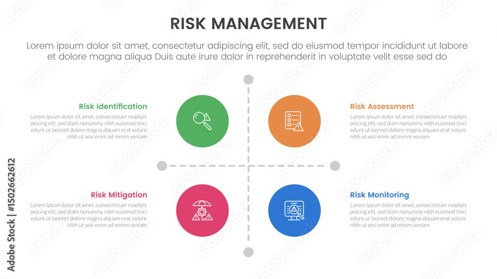 Layout For Risks risk management infographic with 4 point stage template with matrix ...