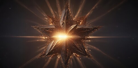 Wall Mural - Arabesque star, spotlights, reflective surface, cosmic background, dark, radiance