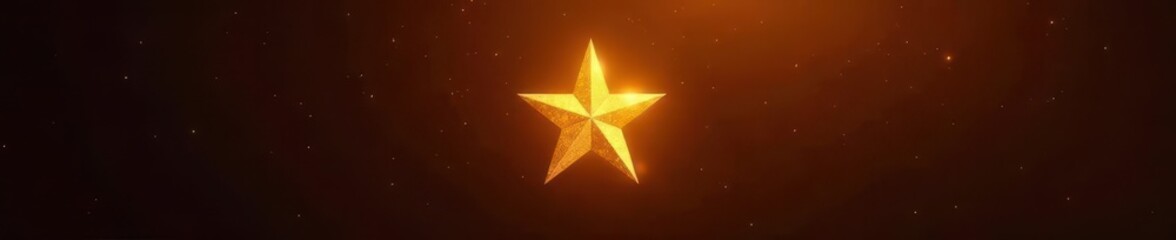 Wall Mural - A single, gleaming golden star against a rich brown backdrop , festive, holiday, backdrop