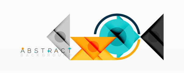 Fototapete - Modern abstract design features geometric shapes, vibrant colors, clean lines. Composition evokes dynamic visual experience.