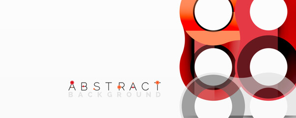 Leinwandbilder - Modern abstract design. Red, gray, white circles create dynamic composition. Clean lines, simple shapes, elegant visual effect.