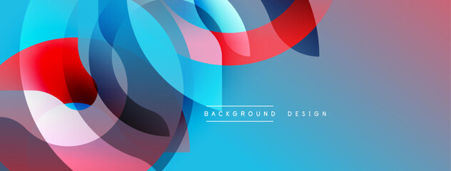 Aufkleber - Abstract fluid shapes overlap, creating dynamic colorful background. Blue, red, white hues blend seamlessly. Modern design element.
