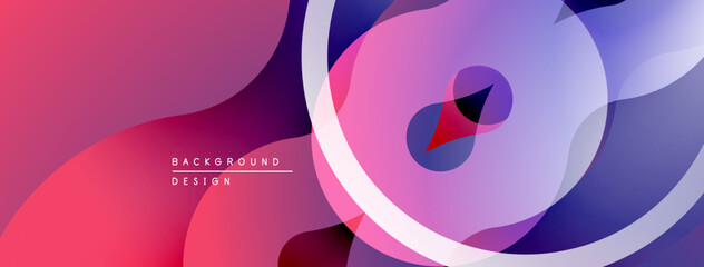 Poster - Abstract fluid shapes, vibrant gradients. Pink, purple, blue hues blend seamlessly. Modern design element for backgrounds.