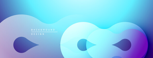 Aufkleber - Abstract flowing shapes, blue purple gradient. Modern design element, clean aesthetic, background texture. Simple composition.