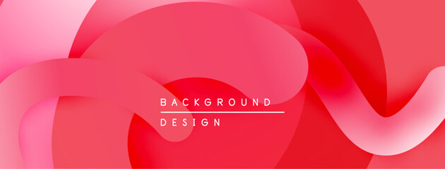 Fototapete - Abstract fluid shapes, vibrant reds, pinks create dynamic background. Minimalist text reads background design. Smooth gradients dominate composition.