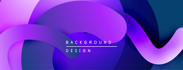 Poster - Abstract fluid shapes, vibrant purple hues, modern design. Gradient colors create dynamic visual effect. Minimalist text overlay present.