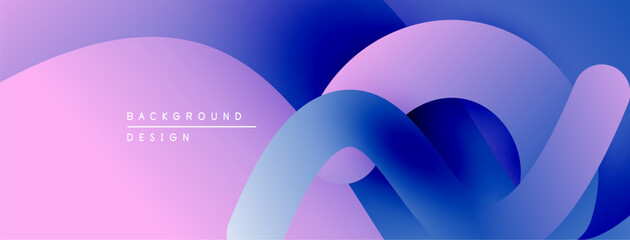 Fototapete - Abstract fluid shapes, vibrant purple, blue gradients. Modern design, smooth curves create dynamic composition. Minimalist aesthetic.