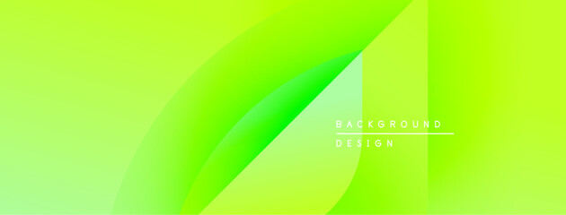 Fototapete - Bright green abstract background. Overlapping shapes create dynamic visual effect. Minimalist design with text elements present.