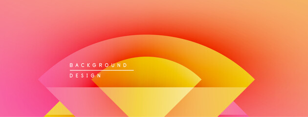 Fototapete - Abstract gradient background. Pink, orange, yellow hues blend smoothly. Modern design elements create visual interest. Simple, clean aesthetic.