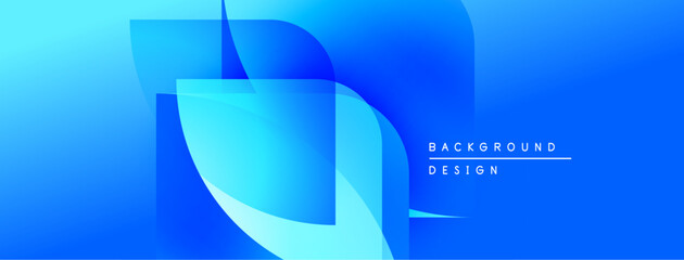 Fototapete - Abstract blue gradients create dynamic shapes. Modern design suggests technology, innovation, fluidity. Minimalist aesthetic, clean lines present visual appeal.
