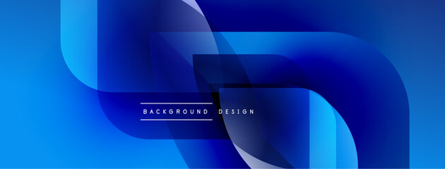 Fototapete - Abstract blue design. Smooth shapes overlap, creating dynamic visual effect. Modern background with gradient hues.