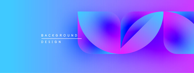 Fototapete - Abstract gradient shapes overlap. Blue transitions to purple, creating dynamic visual effect. Text reads background design. Modern, vibrant composition.