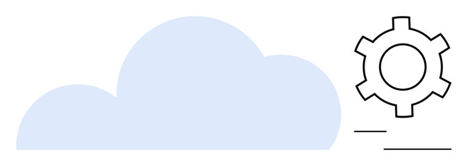 Wall Mural - cloud with adjacent gear signifying technology, innovation, internet services, optimization, softwar