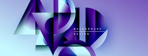 Leinwandbilder - Abstract purple design features flowing shapes, gradients, text elements. Modern aesthetic, dynamic composition, suitable background.