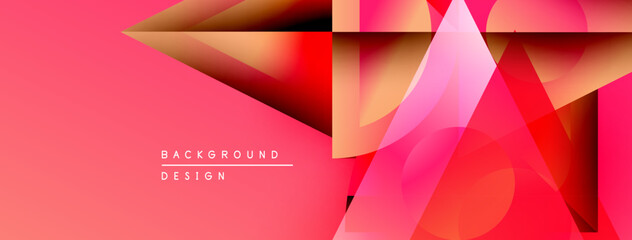 Leinwandbilder - Abstract geometric shapes, vibrant pinks, reds create modern background design. Overlapping layers suggest depth, dynamism.