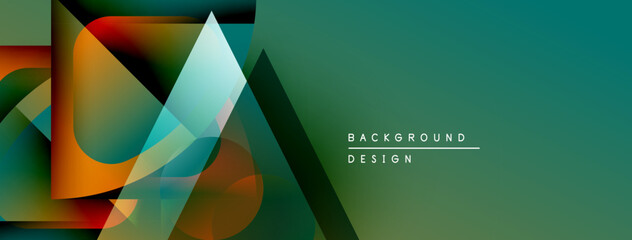 Aufkleber - Abstract geometric shapes overlap, creating vibrant color gradients. Teal dominates right side, contrasting warm tones left. Modern design.