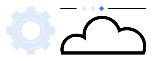 Wall Mural - simplistic cloud outline and gear icon with design elements highlighting innovation, technology, clo