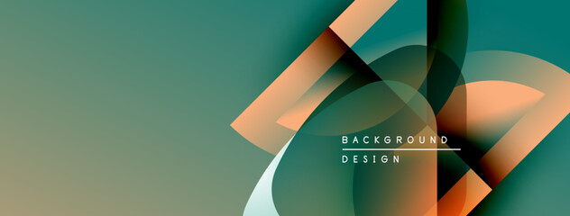 Leinwandbilder - Abstract geometric shapes overlap, creating dynamic visual effect. Gradient colors blend smoothly, forming modern background design.