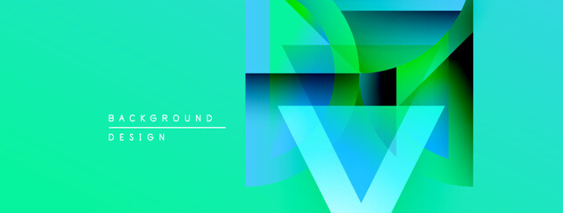 Leinwandbilder - Abstract vibrant design features layered shapes, turquoise gradients. Modern aesthetic suitable for backgrounds, presentations. Minimalist style.