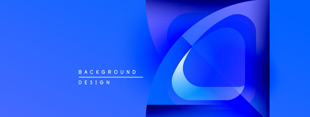 Fototapete - Abstract blue design. Layered shapes create dynamic visual effect. Modern, clean aesthetic suitable for backgrounds.