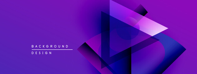 Leinwandbilder - Abstract purple design features overlapping geometric shapes. Gradient colors create dynamic visual effect. Modern background texture.
