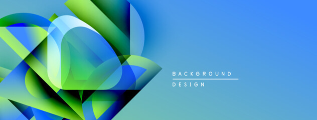 Leinwandbilder - Abstract shapes blend blues, greens. Gradient background creates modern visual effect. Text reads background design.