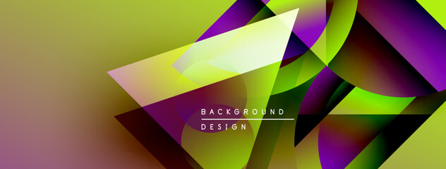 Leinwandbilder - Abstract geometric shapes blend vibrant colors. Yellow, purple, green create dynamic visual texture. Modern design element.