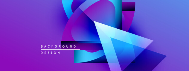 Leinwandbilder - Abstract purple background features geometric shapes, gradients, dynamic composition. Modern design elements create visual interest.