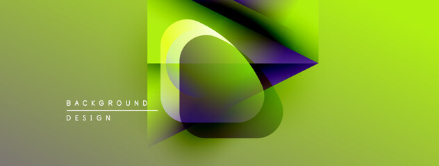 Leinwandbilder - Abstract design features vibrant gradients, geometric shapes, modern aesthetic. Yellow, green, purple hues dominate composition.