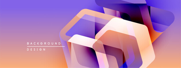 Leinwandbilder - Abstract geometric shapes overlap, creating vibrant purple, orange gradient. Modern design element for backgrounds, presentations.