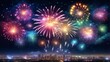 © anetlanda - Dazzling display of fireworks bursting in a variety of colors against the night sky, symbolizing celebration festivity