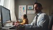 © Jose - Focused man working remotely with daughter in background