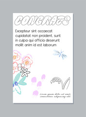 Wall Mural - Creative universal floral background. Modern graphic design. Hand Drawn textures. Ideal for web, card, poster, cover, invitation, brochure. Vector