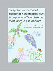 Wall Mural - Creative universal floral background. Modern graphic design. Hand Drawn textures. Ideal for web, card, poster, cover, invitation, brochure. Vector