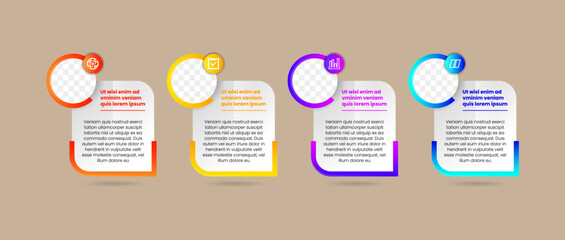 Wall Mural - infographic design with 4 process choices or steps. creative infographic for diagrams, reports, leaf