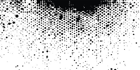 Aufkleber - Vector halftone dot pattern texture template, Vector modern abstract black splat grunge background with halftone dots pattern texture.