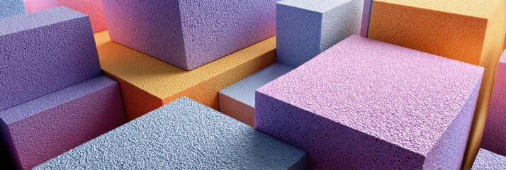Aufkleber - Geometric Arrangement of Foam Polyurethane Blocks in Various Colors With an Empty Upper Zone