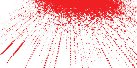 Fototapete - Red halftone dotted grunge texture. Vector grunge texture on distress background. Glitch distorted grange shape. Dust and dots screen print texture.