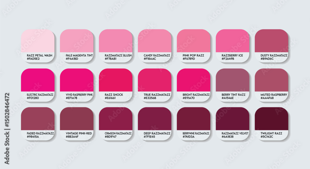 Razzmatazz Color Palette. True and Vibrant Razzmatazz Tones Swatch ...