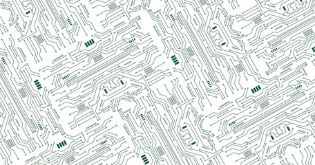 Wall Mural - technology green circuit board background abstract pattern.