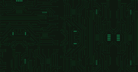 Wall Mural - green tech circuit board abstract background. vector design.